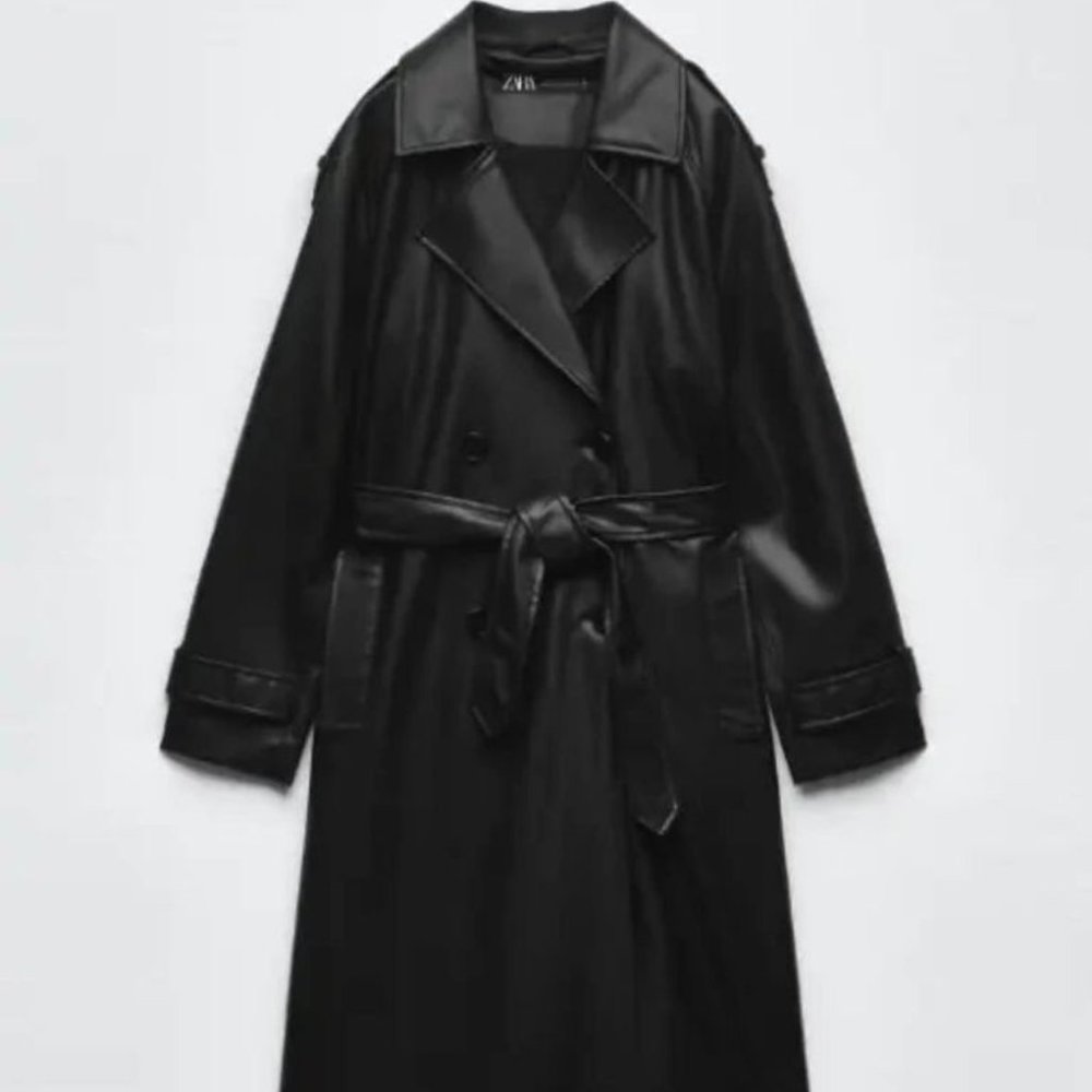 Zara Long Leather Coat